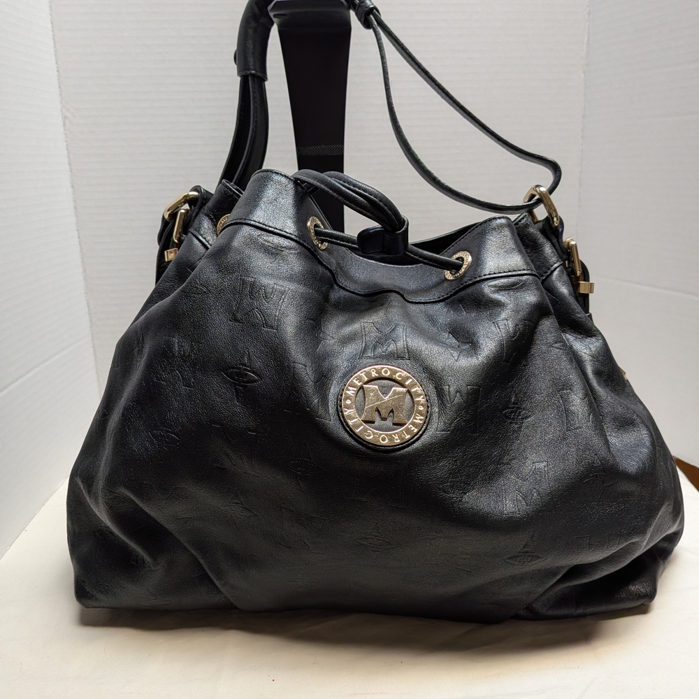Black Leather Shoulder Tote